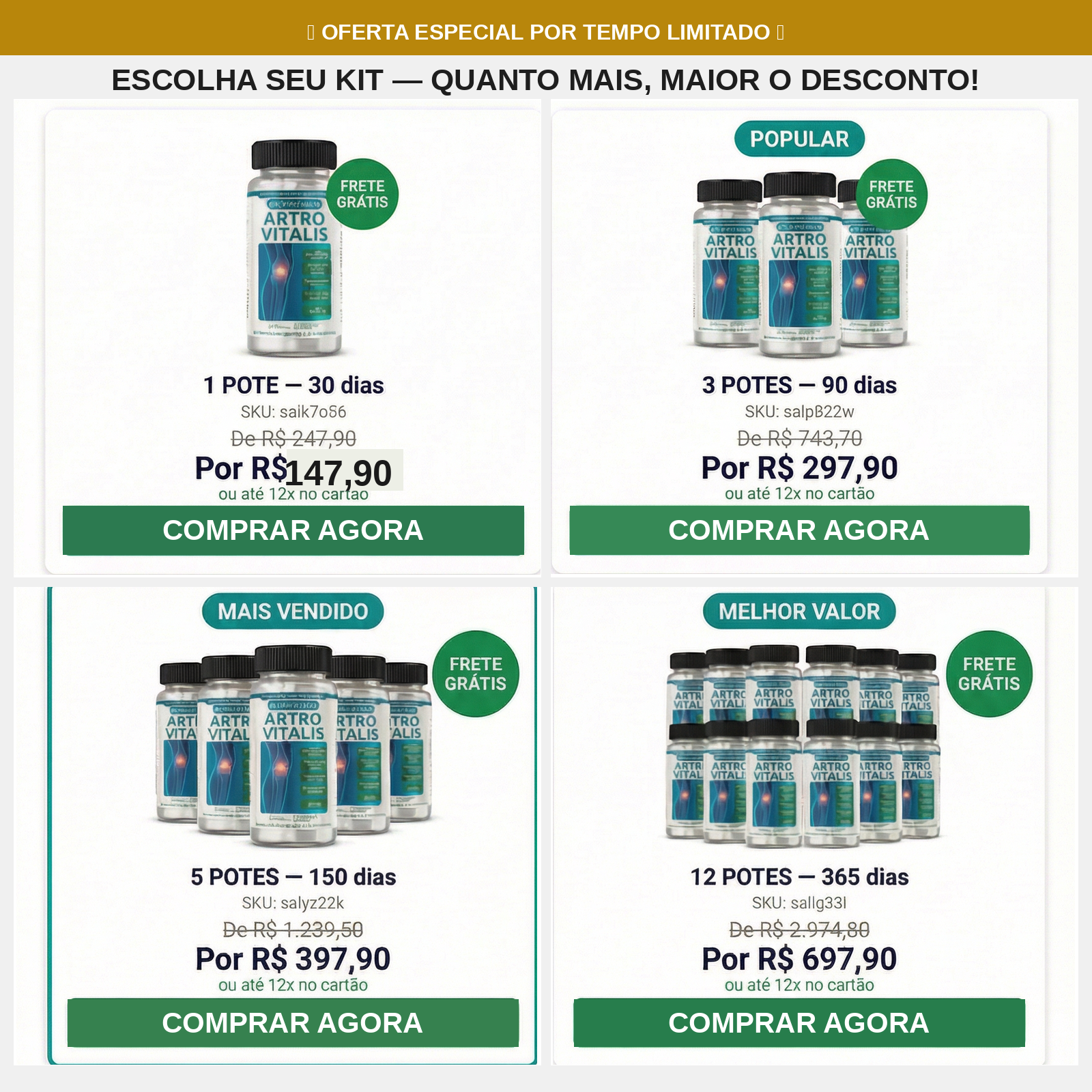 Escolha seu kit Artrovitalis