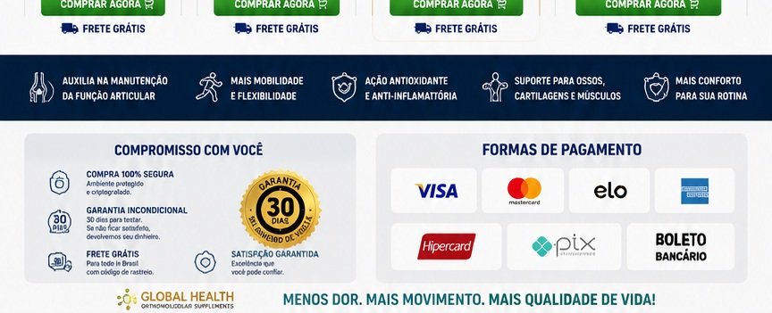 Garantia, frete grátis e formas de pagamento Artrovitalis